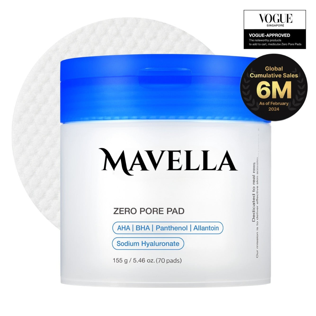 Mavella™ Zero Pore Pads 2.0, Dual-Textured Facial Toner Pads for Exfoliation