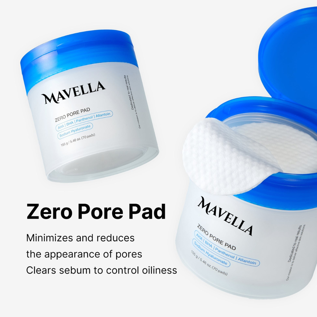 Mavella™ Zero Pore Pads 2.0, Dual-Textured Facial Toner Pads for Exfoliation