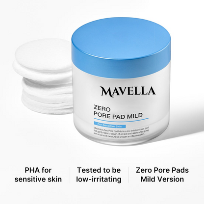 Mavella™ Zero Pore Pads 2.0, Dual-Textured Facial Toner Pads for Exfoliation